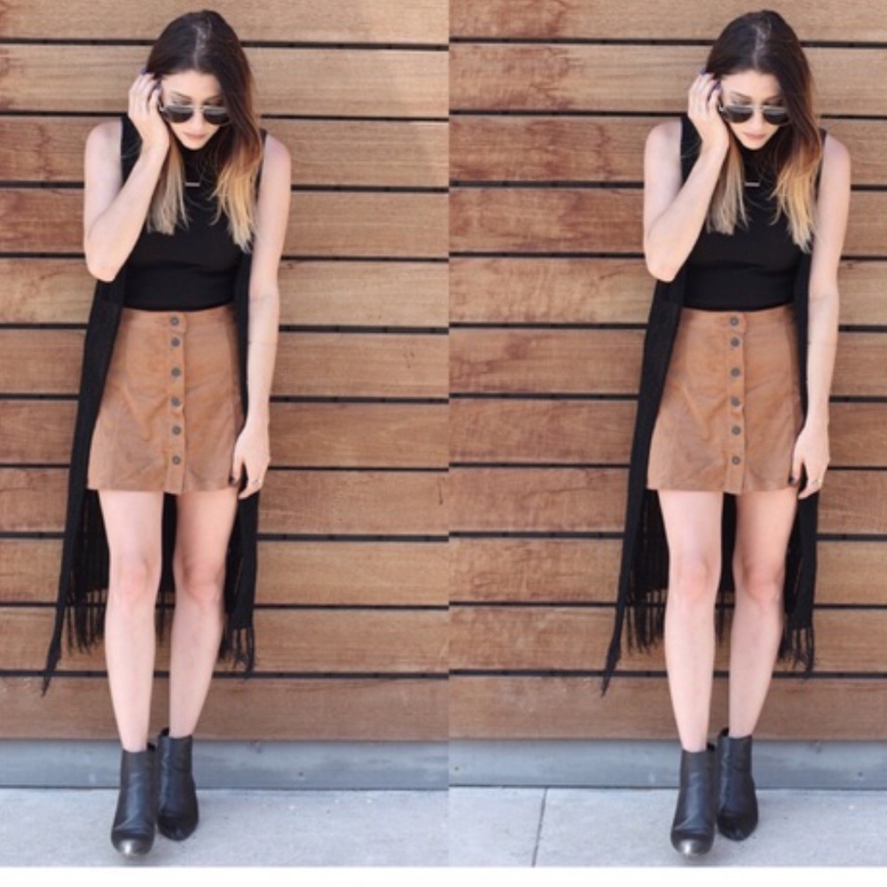 American eagle button front faux suede skirt - Picture 4 of 8